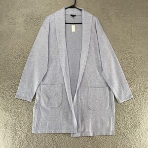 Talbots Sweater Womens XL Open Front Cardigan Duster Long Light Blue Capsule